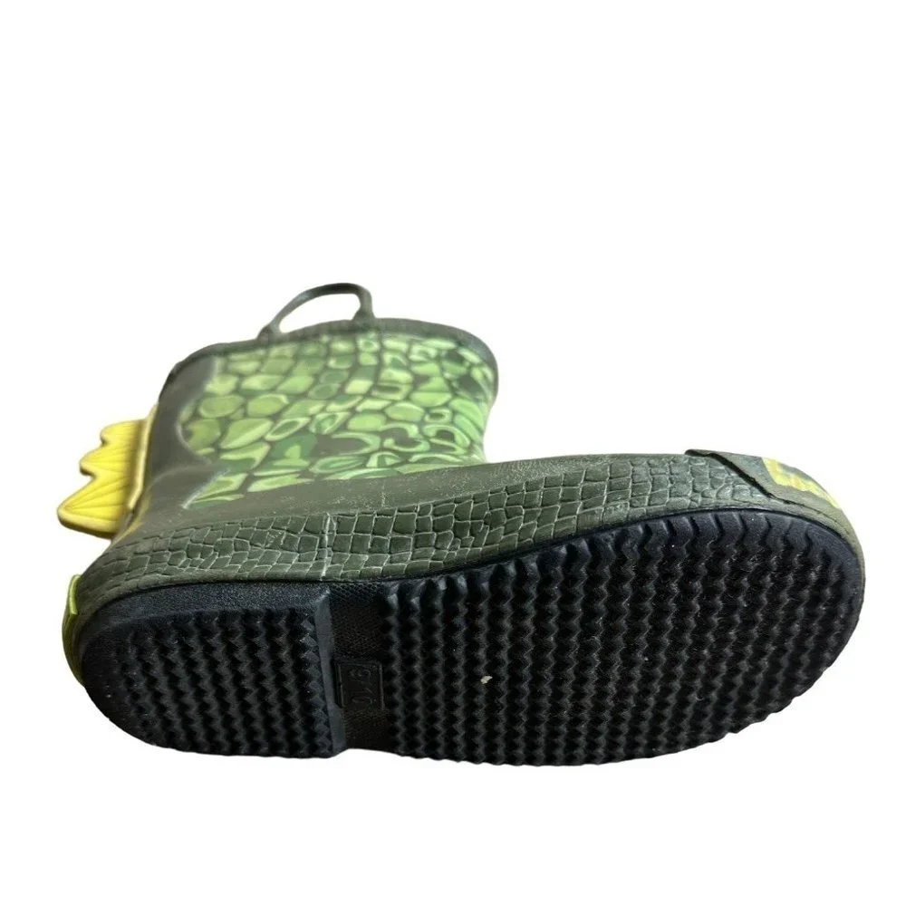 UnBranded Kids Rain Boots Unisex Green Print Size 9/10 SKU 2266